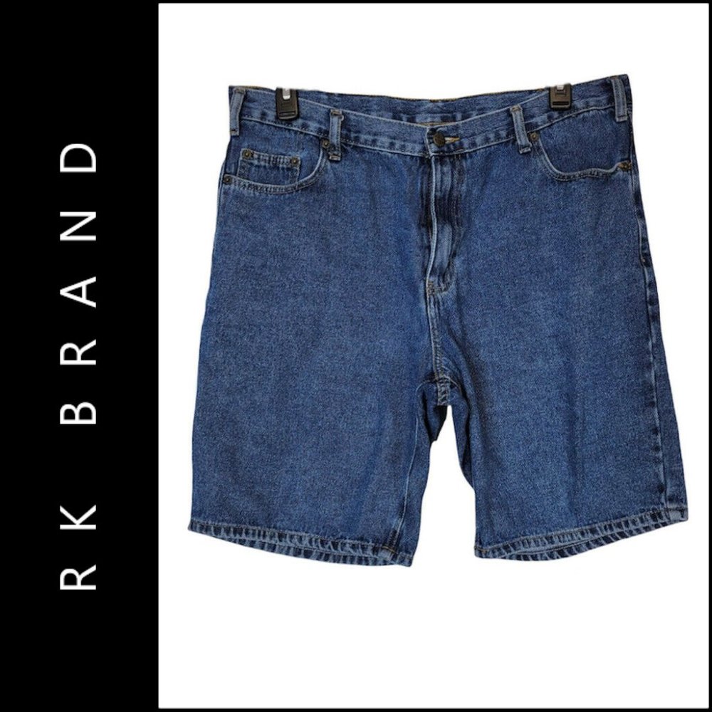 RK Brand Mens 100% Cotton Casual Outdoor Denim Short Size 40 Blue
